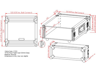 Cobra 6U 19-Inch Rack Flight Case 520mm Deep – Durable Plywood Construction
